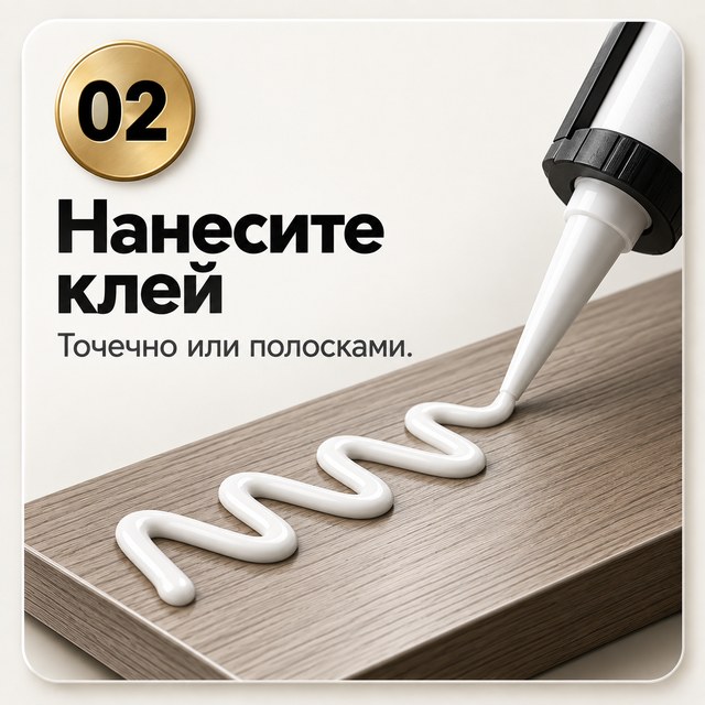 Шаг 2. Нанесите клей точечно или полосками
