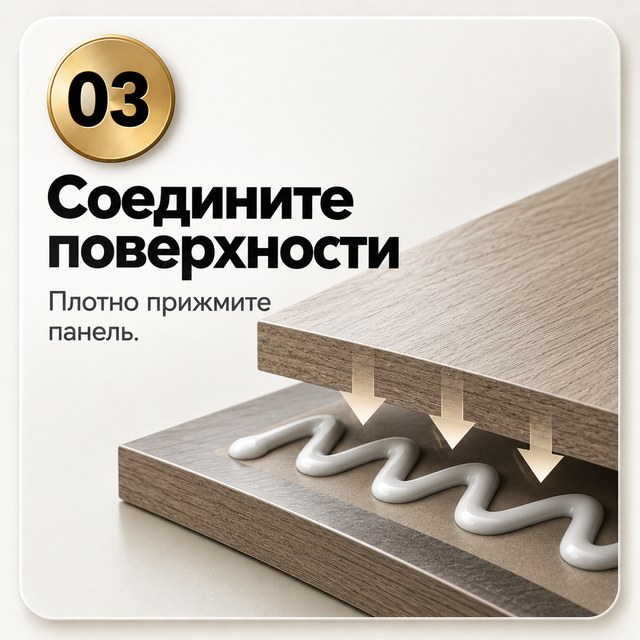 Шаг 3. Соедините поверхности — плотно прижмите панель
